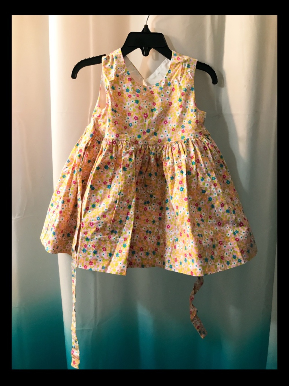 Vtg Plum Pudding Ltd Floral Cotton Cottagecore 2T Pinafore Dress w/Attached Slip